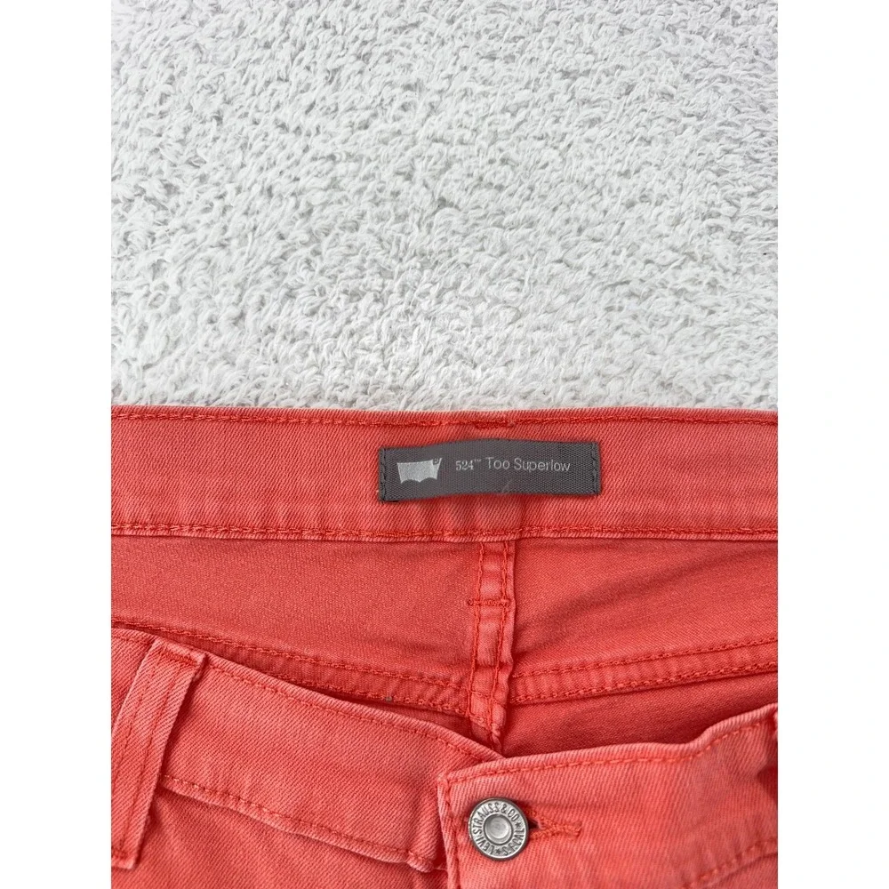 Levis 524‎ Too Superlow Jeans Womens 17M Red Distressed Slim Fit Stretch Denim